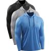 imageNELEUS Mens Running Shirt Long Sleeve Workout Shirts with HoodsUpf 50 BlackGreyLight Blue 3 Pack