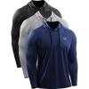 imageNELEUS Mens Running Shirt Long Sleeve Workout Shirts with HoodsUpf 50 BlackGreyNavy Blue 3 Pack