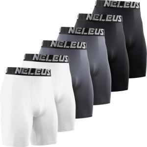 imageNELEUS 3 or 6 Pack Compression Shorts for Men Spandex Sport Shorts Running Athletic Workout Performance Baselayer Underwear6011 Black 2pcs grey2pcs white 2 Pcs