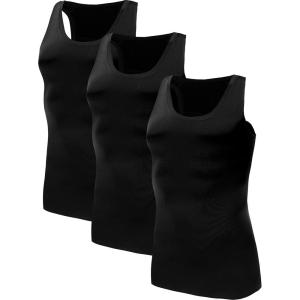 imageNELEUS Mens 3 Pack Dry Fit Compression Tank Top802 3 PackblackBlackBlack