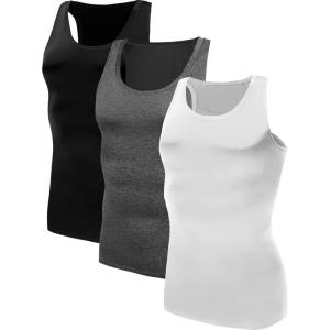 imageNELEUS Mens 3 Pack Dry Fit Compression Tank Top802 3 PackblackGreyWhite