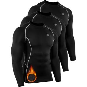 imageNELEUS Mens 3 Pack Dry Fit Long Sleeve Compression Shirts Workout Running Shirts5030 Black black black 3 Pack