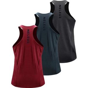 imageNELEUS Mens 3 Pack Running Tank Top Dry Fit YBack Athletic Workout Tank Tops5069 Grey BlackSlate GrayRed 3 Pack