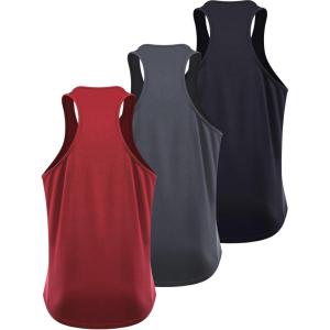 imageNELEUS Mens 3 Pack Running Tank Top Dry Fit YBack Athletic Workout Tank Tops5161 BlackGreyRed