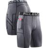 imageNELEUS Mens 3 Pack Running Compression Shorts with Pockets6087 BlackGreyBlue 3 Pack