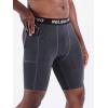 imageNELEUS Mens Compression Short with Pocket Dry Fit Yoga Running Shorts Pack of 36081 GreyWhiteNavy Blue 3 Pack