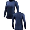 imageNELEUS Womens 3 Pack Compression Shirts Long Sleeve Yoga Athletic Running T Shirt8021black grey navy Blue