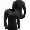 imageNELEUS Womens 3 Pack Compression Shirts Long Sleeve Yoga Athletic Running T ShirtVneck BlackGreyBlue 3 Pack