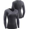 imageNELEUS Womens 3 Pack Compression Shirts Long Sleeve Yoga Athletic Running T ShirtVneck BlackGreyBlue 3 Pack