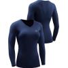 imageNELEUS Womens 3 Pack Compression Shirts Long Sleeve Yoga Athletic Running T ShirtVneck BlackGreyNavy Blue 3 Pack