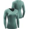 imageNELEUS Womens 3 Pack Compression Shirts Long Sleeve Yoga Athletic Running T ShirtVneck PinkPurpleBlackish Green 3 Pack