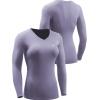 imageNELEUS Womens 3 Pack Compression Shirts Long Sleeve Yoga Athletic Running T ShirtVneck PurpleBlackGrey 3 Pack