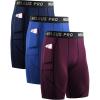 imageNELEUS Mens 3 Pack Running Compression Shorts with Pockets6082 RedNavyBlue 3 Pack