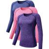 imageNELEUS Womens 3 Pack Compression Shirts Long Sleeve Yoga Athletic Running T Shirt8021 Blue purple pink