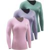 V-neck: Pink/Purple/Blackish Green 3 Pack