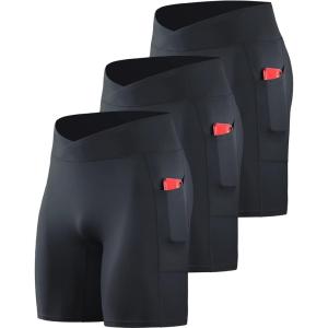 imageNELEUS Mens Compression Short with Pocket Dry Fit Yoga Running Shorts Pack of 36115 BlackBlackBlack  3 Pack
