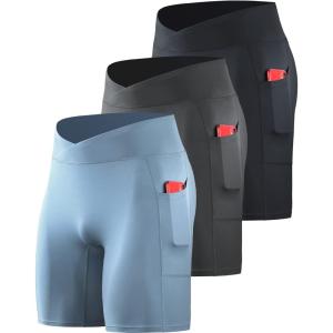 imageNELEUS Mens Compression Short with Pocket Dry Fit Yoga Running Shorts Pack of 36115 BlackGreyBlue  3 Pack