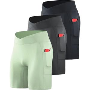 imageNELEUS Mens Compression Short with Pocket Dry Fit Yoga Running Shorts Pack of 36115 BlackGreyLight Green  3 Pack