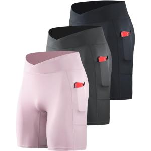 imageNELEUS Mens Compression Short with Pocket Dry Fit Yoga Running Shorts Pack of 36115 BlackGreyPink  3 Pack