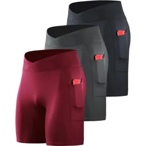 imageNELEUS Mens Compression Short with Pocket Dry Fit Yoga Running Shorts Pack of 36115 BlackGreyRed  3 Pack