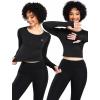 imageNELEUS Womens Running Workout Athletic Crop Shirts Pack of 3208 Black 4pcs