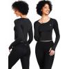 imageNELEUS Womens Running Workout Athletic Crop Shirts Pack of 3208 Black 4pcs