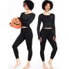 imageNELEUS Womens Running Workout Athletic Crop Shirts Pack of 3208 Black 4pcs
