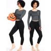 imageNELEUS Womens Running Workout Athletic Crop Shirts Pack of 3208 Black grey navy Blue white