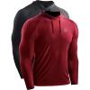 imageNELEUS Mens Dry Fit Athletic Shirt Workout Running Long Sleeve Shirts with Hoods5071 Dark GreyRed  2 Pack