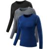imageNELEUS Womens 3 Pack Athletic Compression Long Sleeve T Shirt Dry Fit03 3 Pack Black grey blue