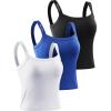 imageNELEUS Womens 3 Pack Athletic Compression Tank Top with Sport Bra Running Shirt8088 BlackBlueWhite