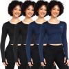 imageNELEUS Womens Running Workout Athletic Crop Shirts Pack of 3208 Black 2pcs  Navy Blue 2pcs