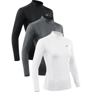 imageNELEUS Womens 3 Pack Athletic Compression Long Sleeve T Shirt Dry Fit05 BlackGreyWhite 3 Pack