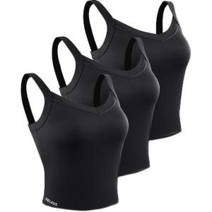 imageNELEUS Womens 3 Pack Athletic Compression Tank Top with Sport Bra Running Shirt8196 BlackBlackBlack