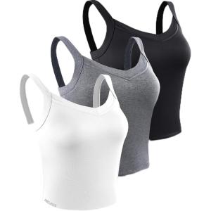 imageNELEUS Womens 3 Pack Athletic Compression Tank Top with Sport Bra Running Shirt8196 BlackGreyWhite