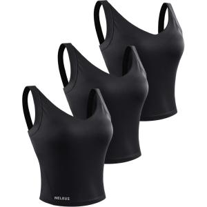 imageNELEUS Womens 3 Pack Athletic Compression Tank Top with Sport Bra Running Shirt8200 BlackBlackBlack