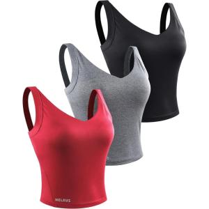 imageNELEUS Womens 3 Pack Athletic Compression Tank Top with Sport Bra Running Shirt8200 BlackGreyRed