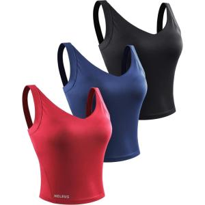 imageNELEUS Womens 3 Pack Athletic Compression Tank Top with Sport Bra Running Shirt8200 BlackRedNavy Blue