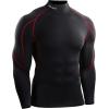 imageNELEUS Mens 3 Pack Athletic Compression Shirt Running ShirtsHeatlock Mock NeckblackBlueBlackred Stripe