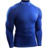 imageNELEUS Mens 3 Pack Athletic Compression Shirt Running ShirtsHeatlock Mock NeckblackBlueBlackred Stripe