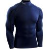 imageNELEUS Mens 3 Pack Athletic Compression Shirt Running ShirtsHeatlock Mock NeckblackGreyNavy Blue