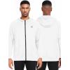 imageNELEUS Mens FullZip Athletic Jacket with Hoodies Workout Long Sleeve Fishing Hiking Performance Shirt5901 Pack of 1 White
