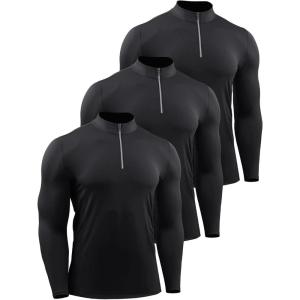 imageNELEUS Mens 3 Pack Athletic Compression Shirt Running Shirts5086 BlackBlackBlack
