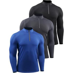 imageNELEUS Mens 3 Pack Athletic Compression Shirt Running Shirts5086 BlackGreyBlue