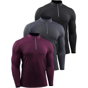 imageNELEUS Mens 3 Pack Athletic Compression Shirt Running Shirts5086 BlackGreyRed