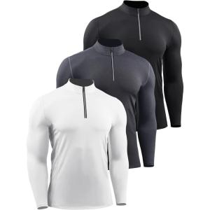 imageNELEUS Mens 3 Pack Athletic Compression Shirt Running Shirts5086 BlackGreyWhite