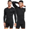 imageNELEUS 4 Pack Mens Workout Long Sleeve Shirts Compression Dry Fit Muscle Tops5009 Crew Neckblack black gery grey