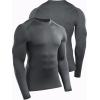 imageNELEUS 4 Pack Mens Workout Long Sleeve Shirts Compression Dry Fit Muscle Tops5009 Crew Neckblack black gery grey