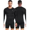 imageNELEUS 4 Pack Mens Workout Long Sleeve Shirts Compression Dry Fit Muscle Tops5009 Crew Neckblack black gery grey