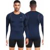 imageNELEUS 4 Pack Mens Workout Long Sleeve Shirts Compression Dry Fit Muscle Tops5009 Crew Neckblack black navy navy